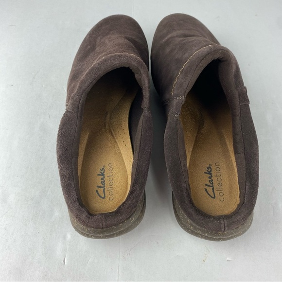 Clarks Collection Womens 11 Roseville Echo Clog Mule Mahogony Suede Slip On - Picture 2 of 5